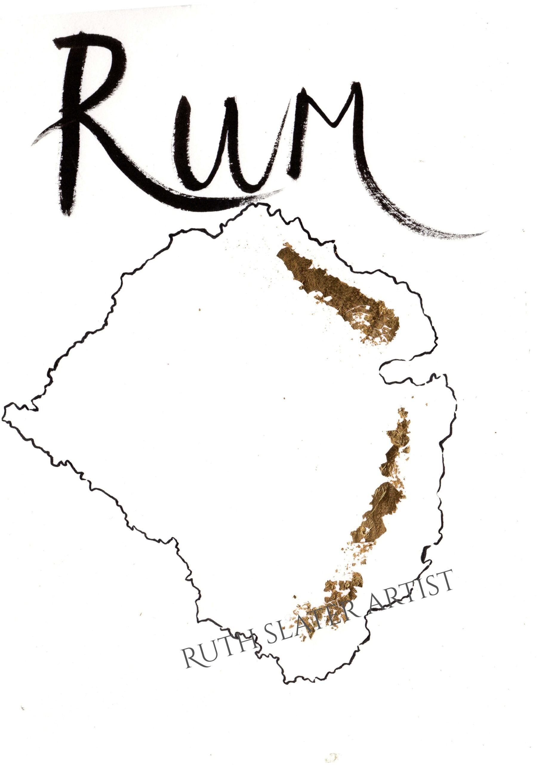 Original Map of Rum with gold leaf