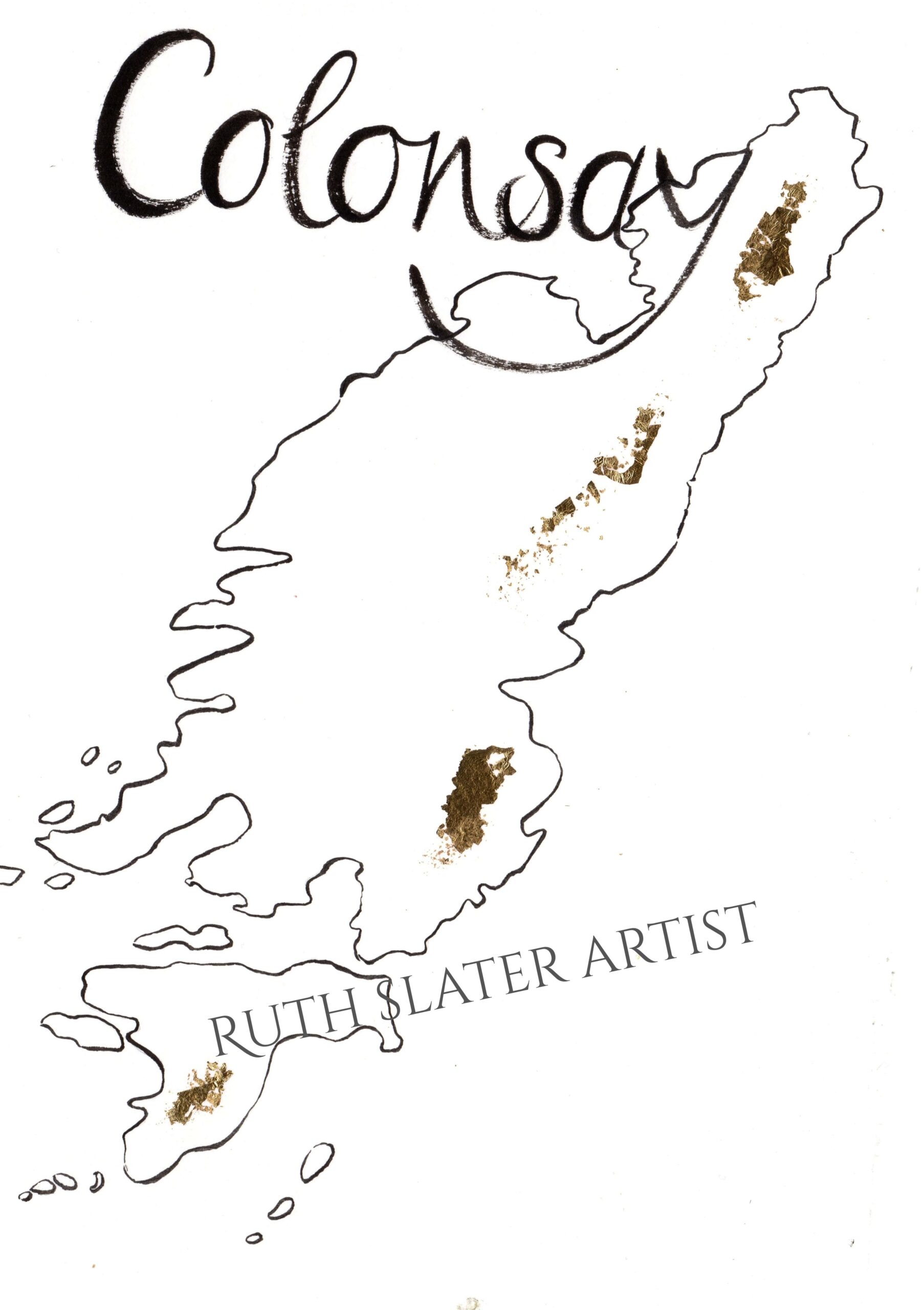 Original Map of Colonsay with gold leaf
